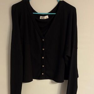 Hollister Black Button-Up Cardigan